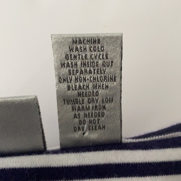 Chico’s Stripes Navy White Anchors Bedazzled 3/4 Sleeves Round Neck Blouse 2 - Picture 5 of 8